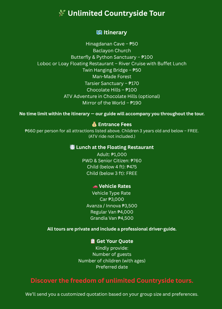 Unlimited Countryside Tour